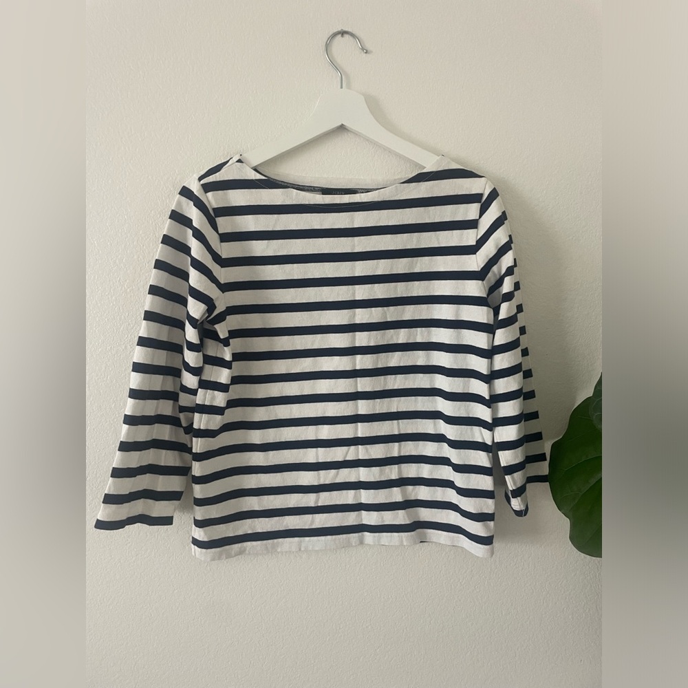 J.Crew Short Sleeve Tee Tshirt Womens XS Blue White Striped‎ Round Neck Casual